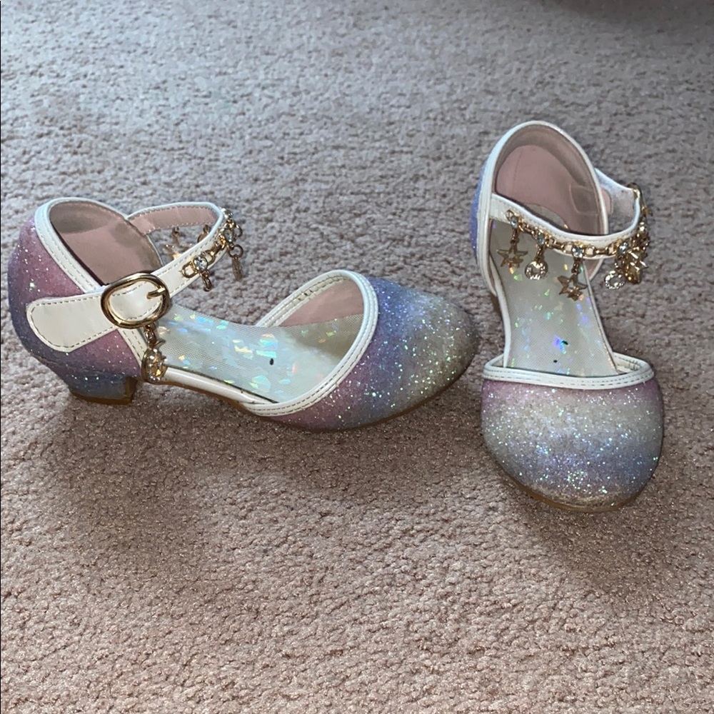 Sparkly Pink and Purple Kids Shoes with Charm